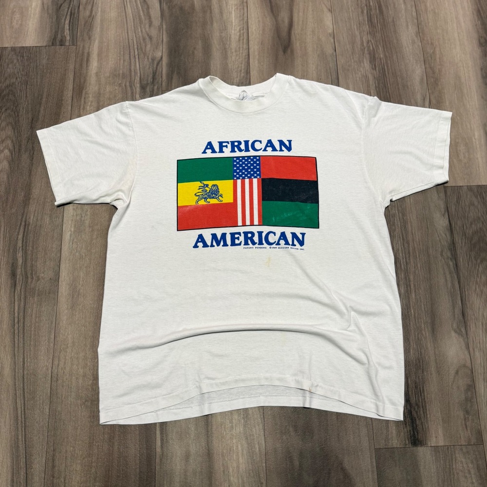 Vintage 1989 African American Flag T-Shirt WEDR 99 Jamz Hanes XL Single Stitch
